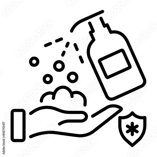 Check out line icon of disinfectant spray 