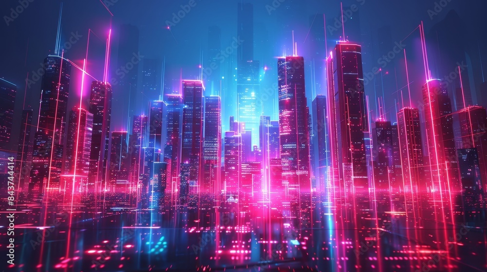 Fototapeta premium Generate an image showcasing the futuristic aesthetic of a cityscape