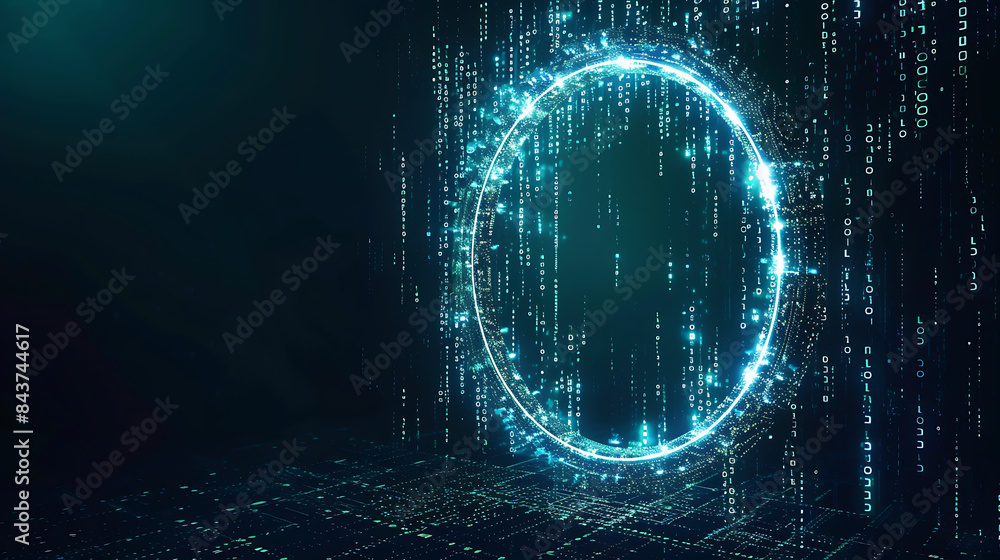 Obraz premium Digital Matrix Circle with Binary Code