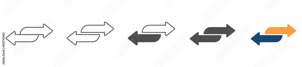 Iconic double arrow icons in four direction set Iconic double arrow icons in four direction set