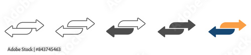  Iconic double arrow icons in four direction set