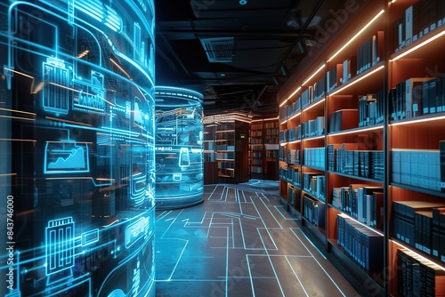 futuristic library with AI finder