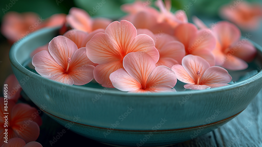 photo of Hawiian flowers in a water bowl, garden themed, muted pastel colours, cottagecore aesthetic in the style of cottagecore. photo of Hawiian flowers in a water bowl, garden themed, muted pastel colours, cottagecore aesthetic in the style of cottagecore.