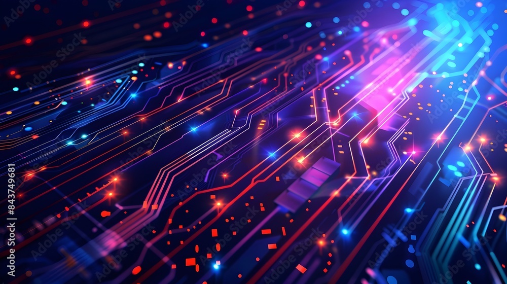 Obraz premium Futuristic Digital Circuit Board Backdrop for Technology Innovation Concepts