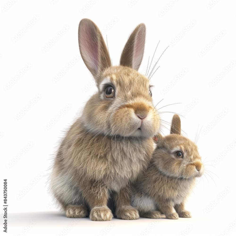 3D rendering cute animal isolated over white background. 3D rendering cute animal isolated over white background.