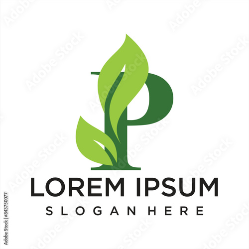 Letter leaf logo design simple concept Premium Vector