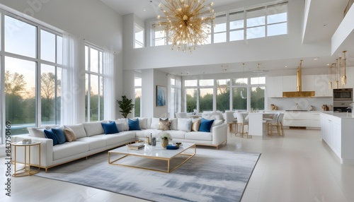 white and gold theme modern interior