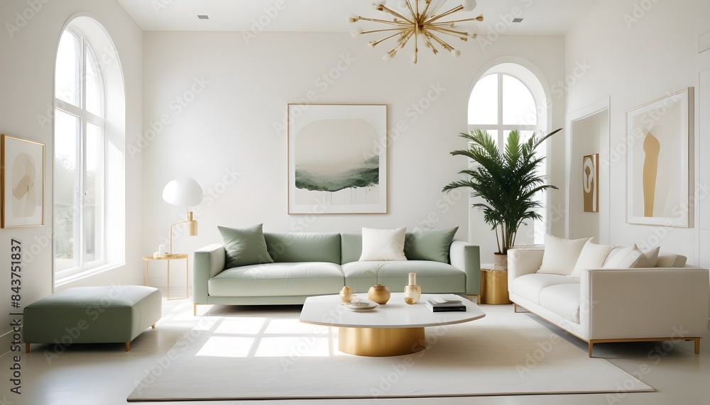 white and gold theme modern interior