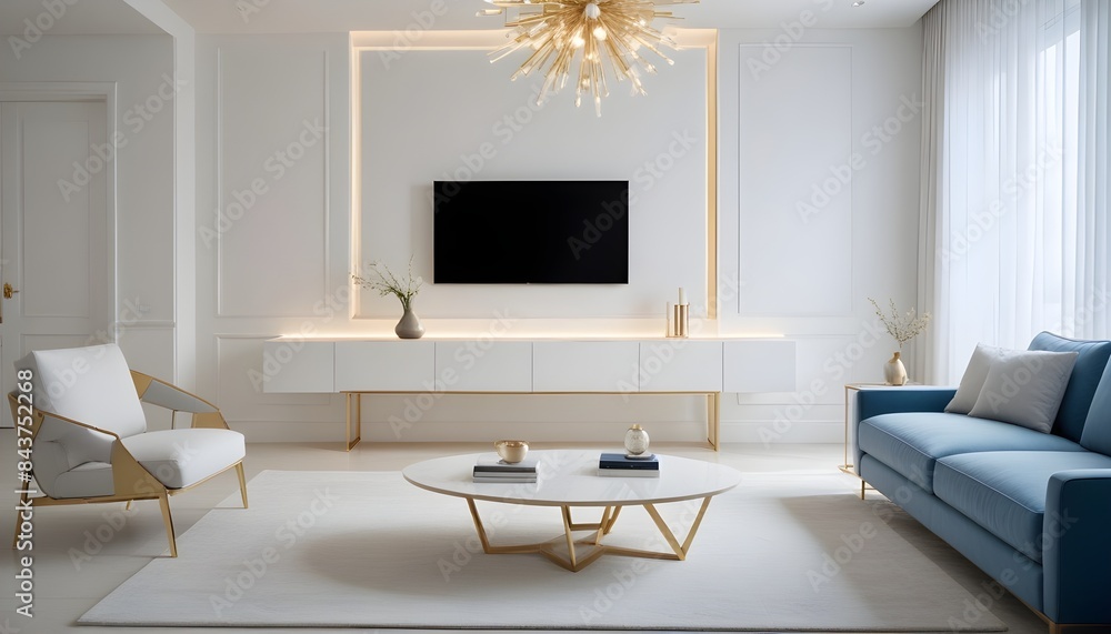 Fototapeta premium white and gold theme modern interior