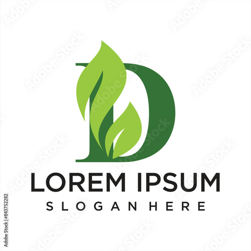 Letter leaf  logo design simple concept Premium Vector