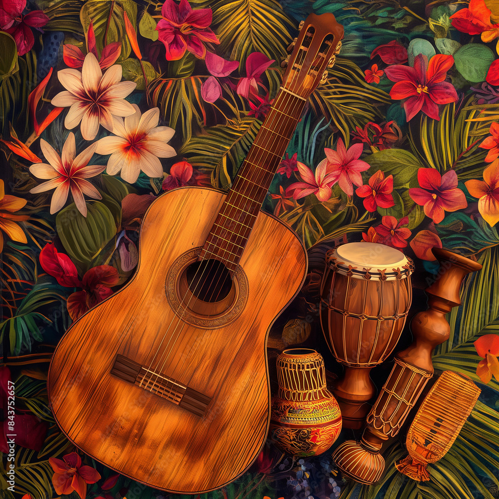 Traditional Latin American Musical Instruments, background. Hispanic ...