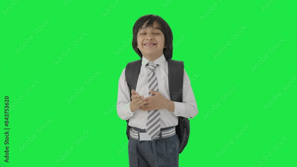 Happy Indian school boy laughing on someone Green screen Happy Indian school boy laughing on someone Green screen