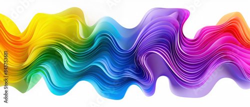 Closeup of colorful abstract 3d waves and curves background, rainbow colored smooth soft wallpaper pattern, wavy pattern texture wall isolated on white background, template, business, web design