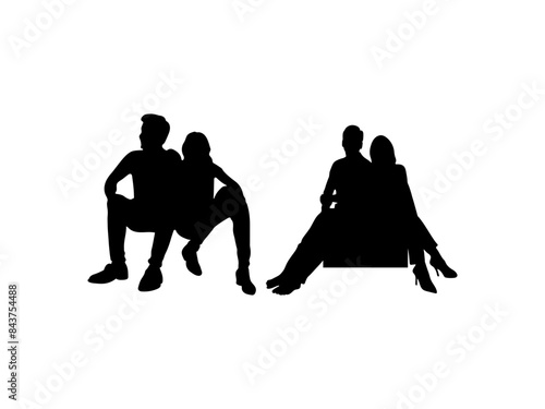 couple sitting floor silhouette.