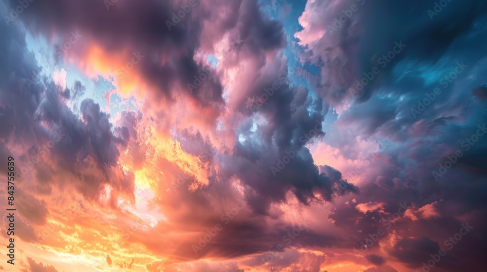Stunning sky backdrop with dramatic clouds at sunset Stunning sky backdrop with dramatic clouds at sunset
