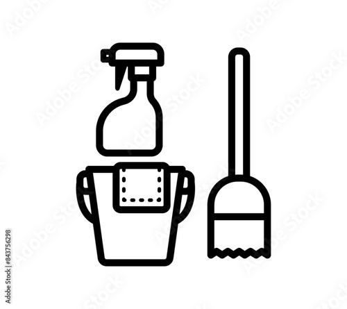 シンプルな掃除用具のイラスト
