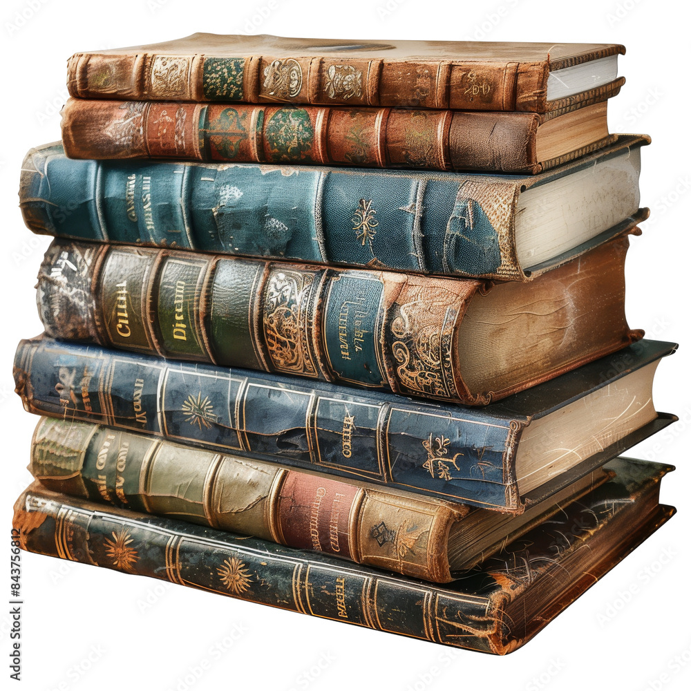 A stack of old books with the top one titled A stack of old books with the top one titled