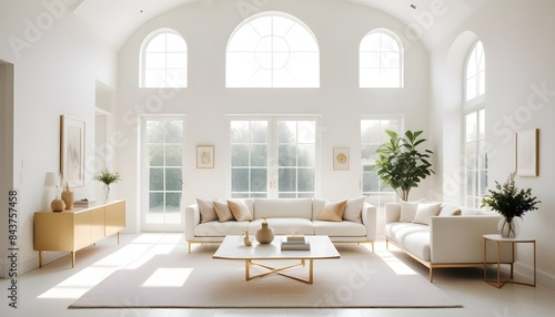 white and gold theme modern interior photo