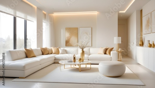 white and gold theme modern interior