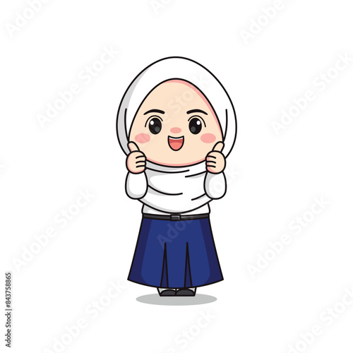 indonesian junior high school student cute hijab girl character