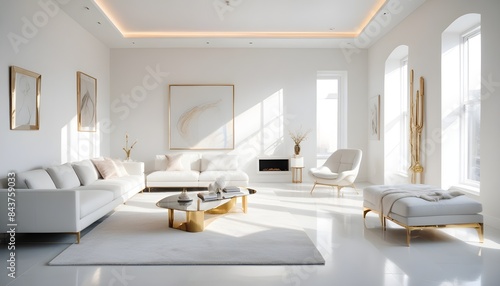 white and gold theme modern interior