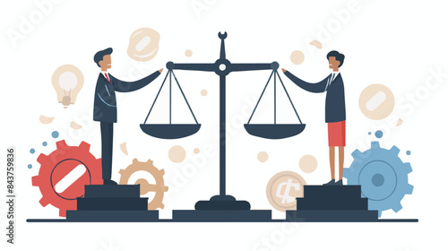 Comparison advantage and disadvantage, integrity or honest truth, pros and cons or measurement, judge or ethical, decision or balance concept