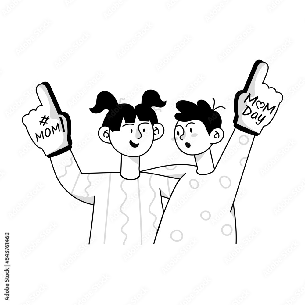 Trendy doodle mini illustration of cheering mom
Trendy doodle mini illustration of cheering mom