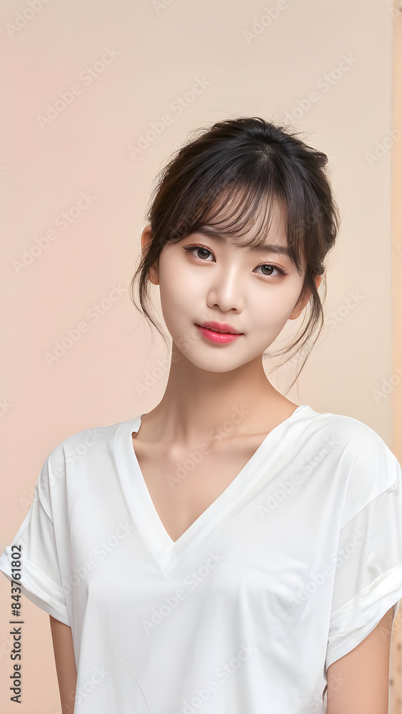 Beautiful Asian and Japanese women in white shirts, fashion, beauty, medical concept Beautiful Asian and Japanese women in white shirts, fashion, beauty, medical concept