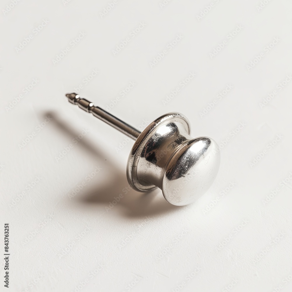 Isolated silver thumbtack on white background Isolated silver thumbtack on white background