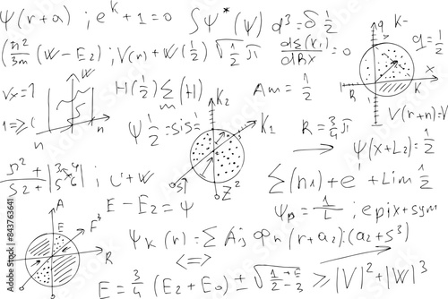 Mathematical, scientific formulas and expressions. Educational, vector illustration. Hand-drawn on a white background.	