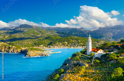 Obraz na płótnie Panoramic view of Port de Soller, Mallorca Island, Spain w salonie
