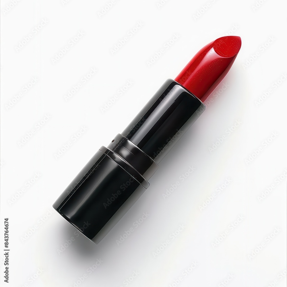 Classic red lipstick with a shiny finish, isolated on a white background Classic red lipstick with a shiny finish, isolated on a white background