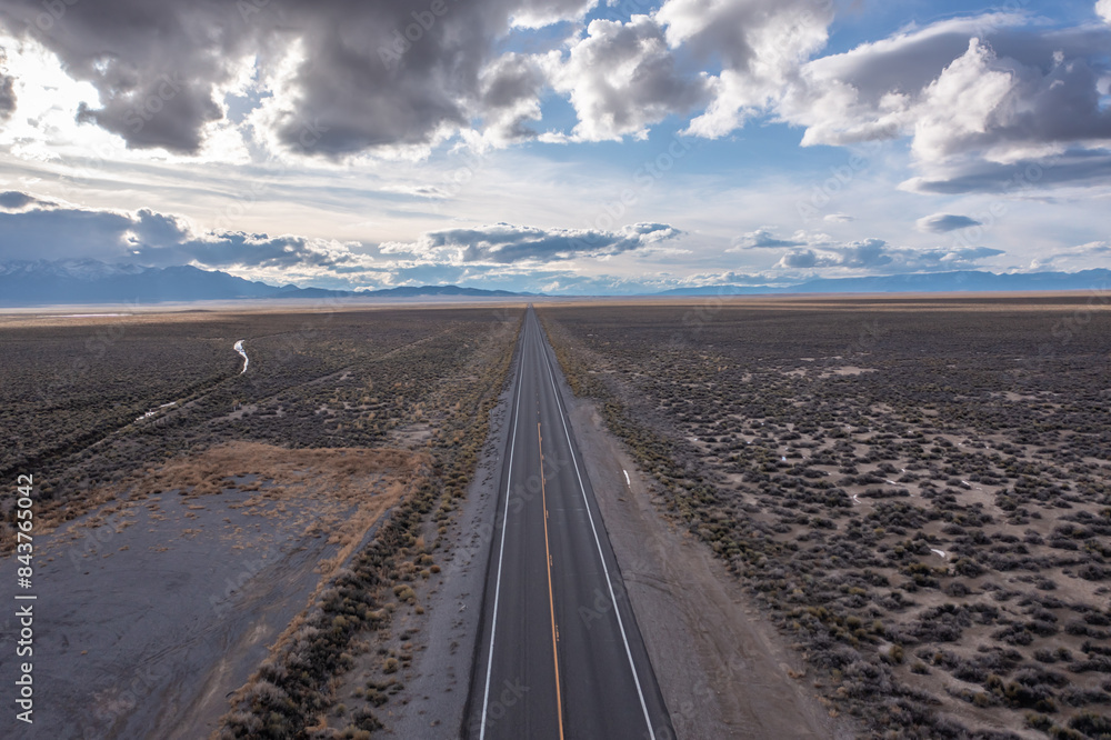 Fototapeta premium US 50 In Nevada, USA. Drone image. 