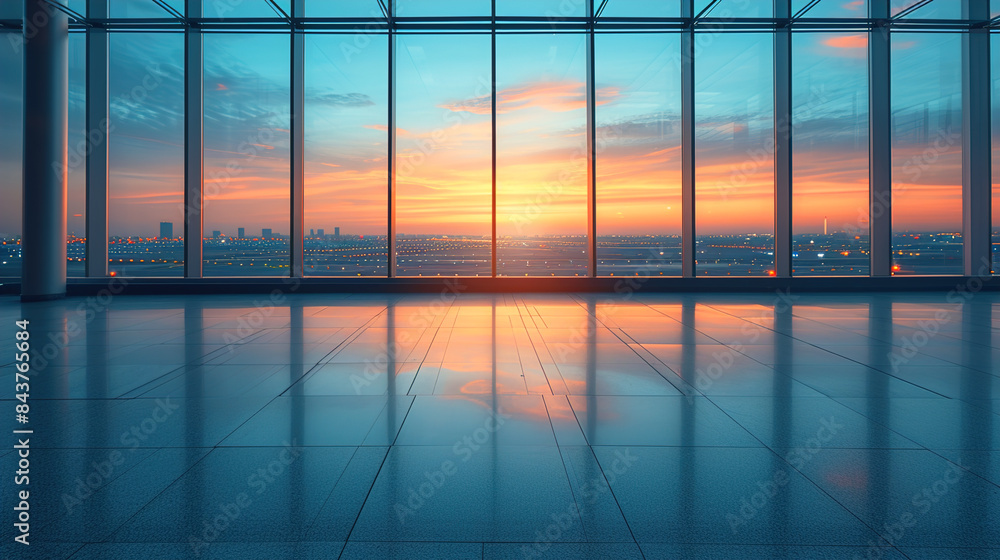 Fototapeta premium Modern empty terminal area and airport waiting room 