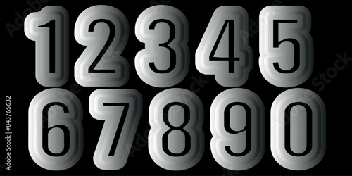 Numbers, letters of the alphabet. Font design for logos, posters, invitations, etc. vector illustrator.black gradient hole center line .86