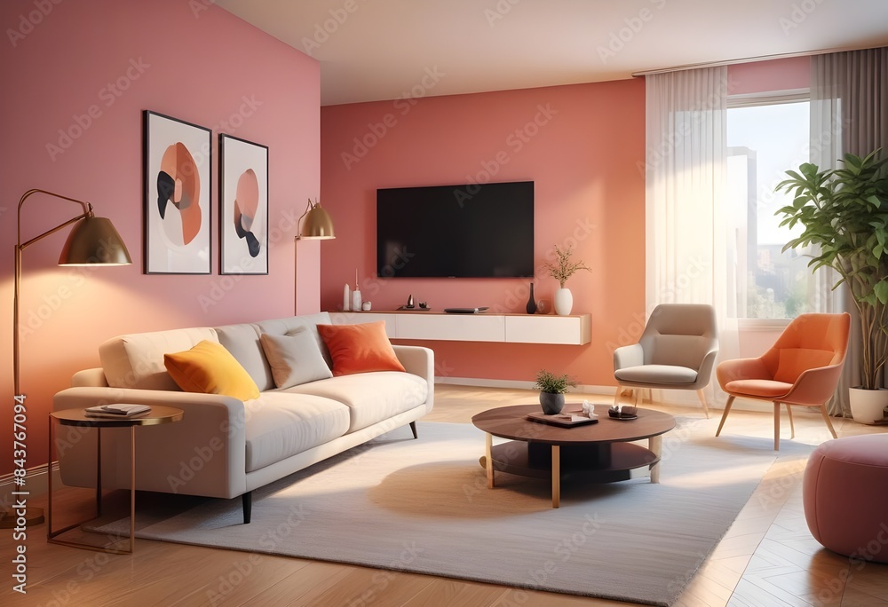 Fototapeta premium white and gold theme modern interior