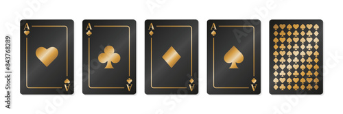 Set of black and gold playing cards. 