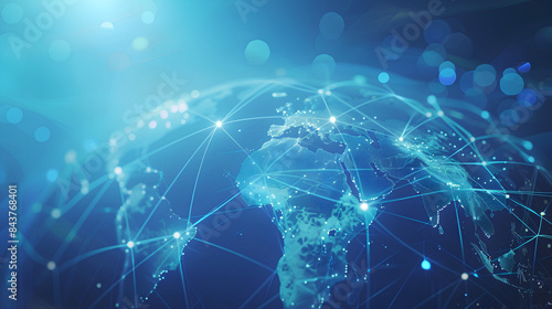 an abstract global network concept image featuring a world map on a globe with network connections