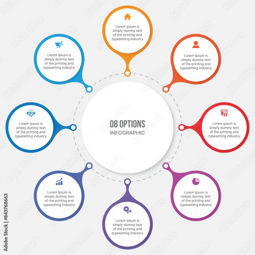 Circle Infographic Template Design With 8 Steps, Process Workflow Diagram Circle Infographic Template Design With 8 Steps, Process Workflow Diagram