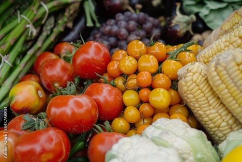 Colorful Assortment of Vibrant Fruits and Vegetables for Healthy Nutrition and Diet Concepts