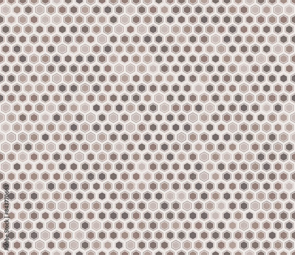 Tileable hexagon background. Hexagon mosaic cells with padding and inner solid cells. Brown color tones. Hexagon shapes. Tileable pattern. Seamless vector illustration. Tileable hexagon background. Hexagon mosaic cells with padding and inner solid cells. Brown color tones. Hexagon shapes. Tileable pattern. Seamless vector illustration.