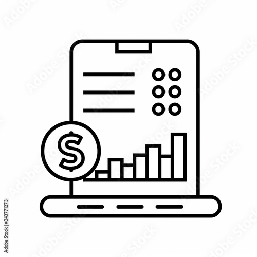 Black outline icon of modern finance and banking isolated on a white background.