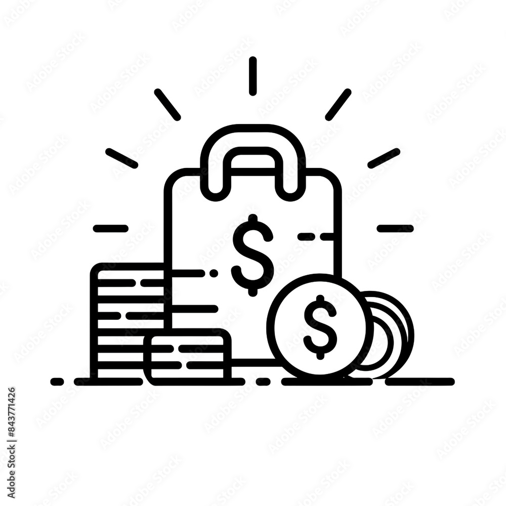 Black outline icon of modern finance and banking isolated on a white background. Black outline icon of modern finance and banking isolated on a white background.