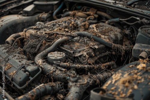 Wallpaper Mural Dirty Car Engine Demanding Maintenance Highlighting the Importance of Regular Cleaning and Upkeep Torontodigital.ca