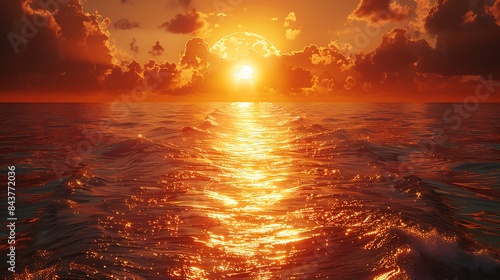 Golden sunrise over a tranquil ocean