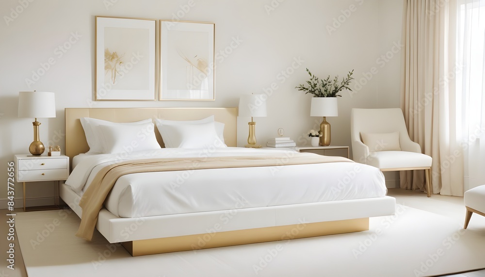 Obraz premium white and gold theme modern interior