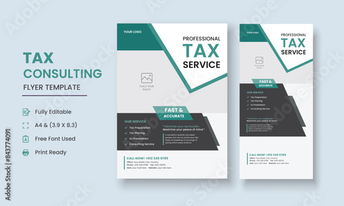 Tax Consulting Flyer Template, Tax and Consulting Services Flyer, Tax Consulting DL Flyer, Roll Up Banner