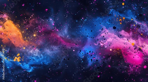 Abstract colorful nebula with sparkling stars.
