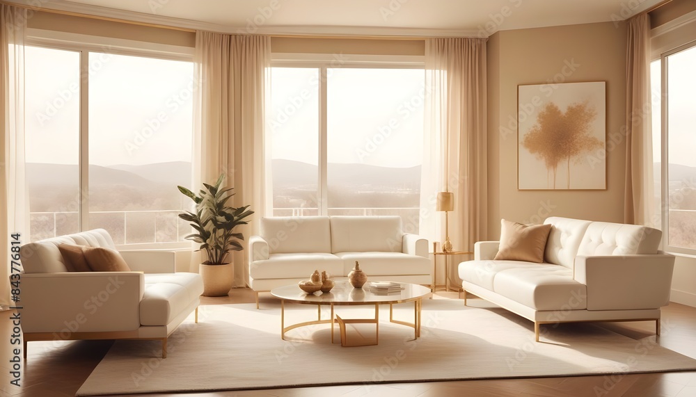 Fototapeta premium white and gold theme modern interior
