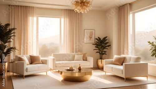 white and gold theme modern interior